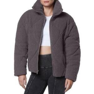 Andrew Marc Sport Gray Puffer Jacket Fuzzy Size 1X NWT